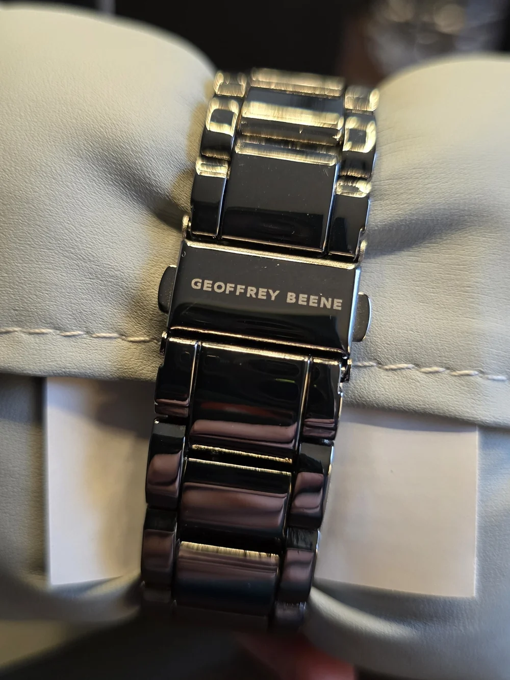 Geoffrey Beene Men's Blue Dial Stainless Steel Gunmetal Watch